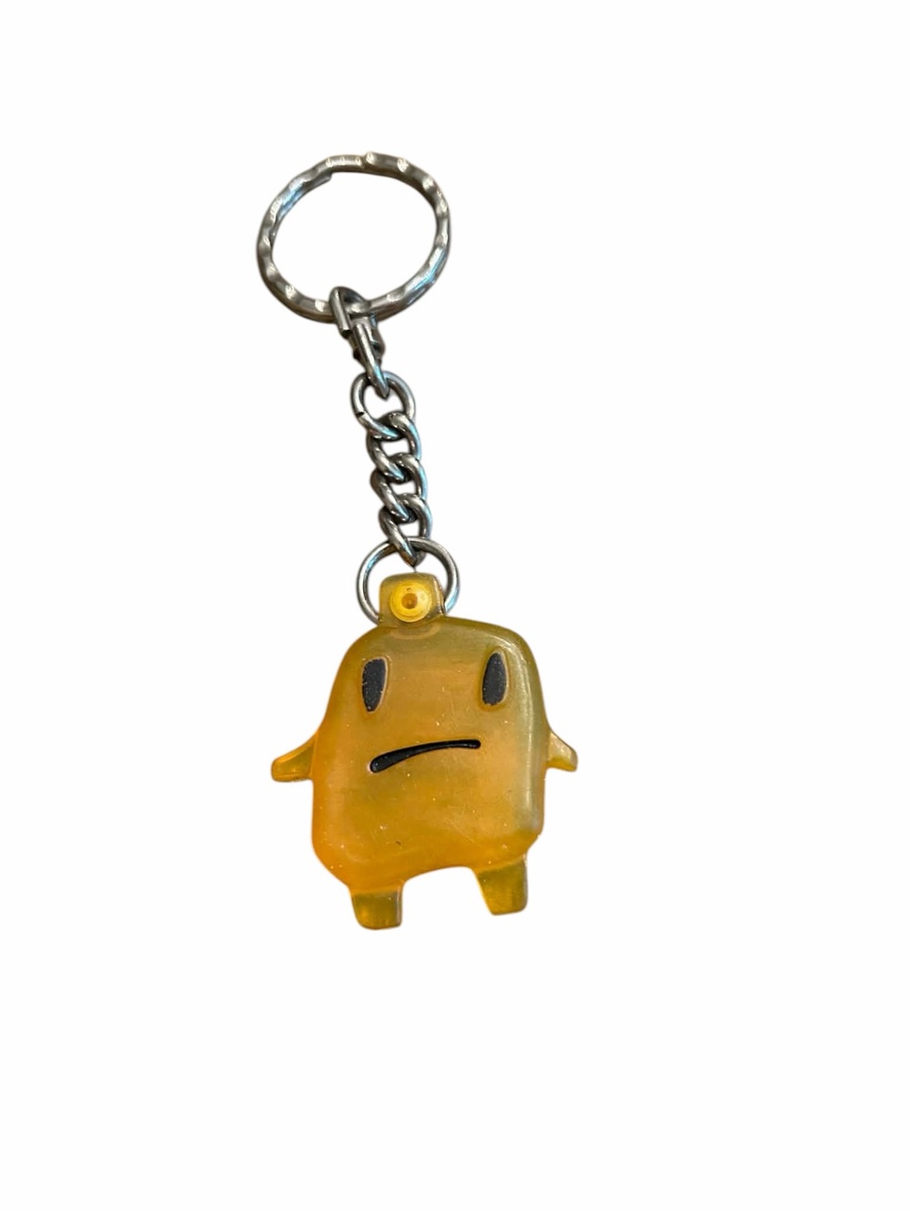 1997 Tamagotchi Yellow Orange Sad Face Keychain McDonald's Emoji Vintage 1997